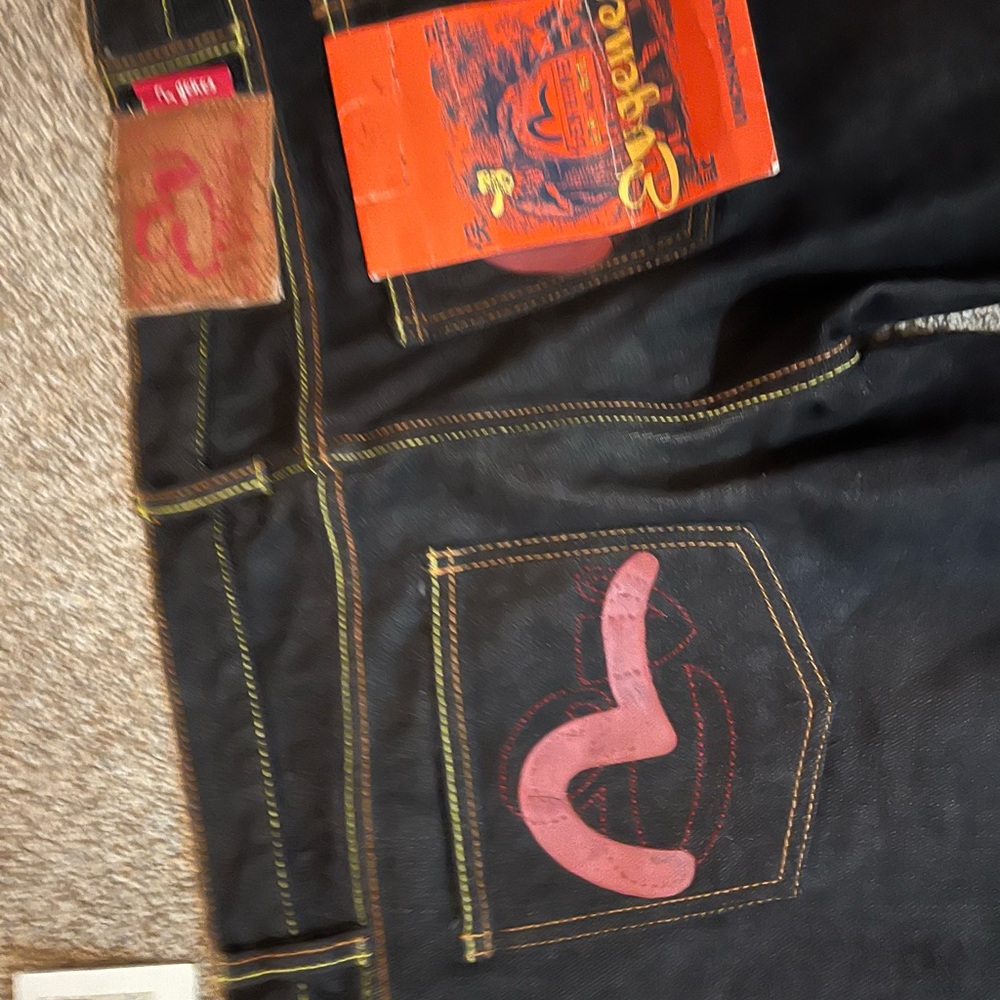 navy deadstock evisu jeans tag included
